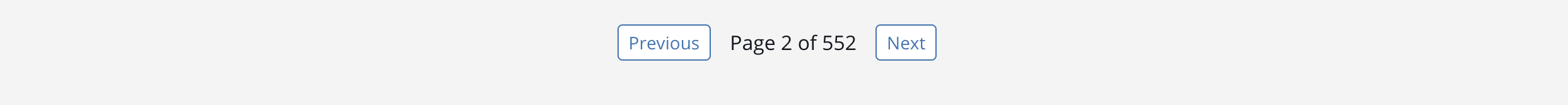 Pagination controls with Previous and Next buttons and Page X of Y indicator